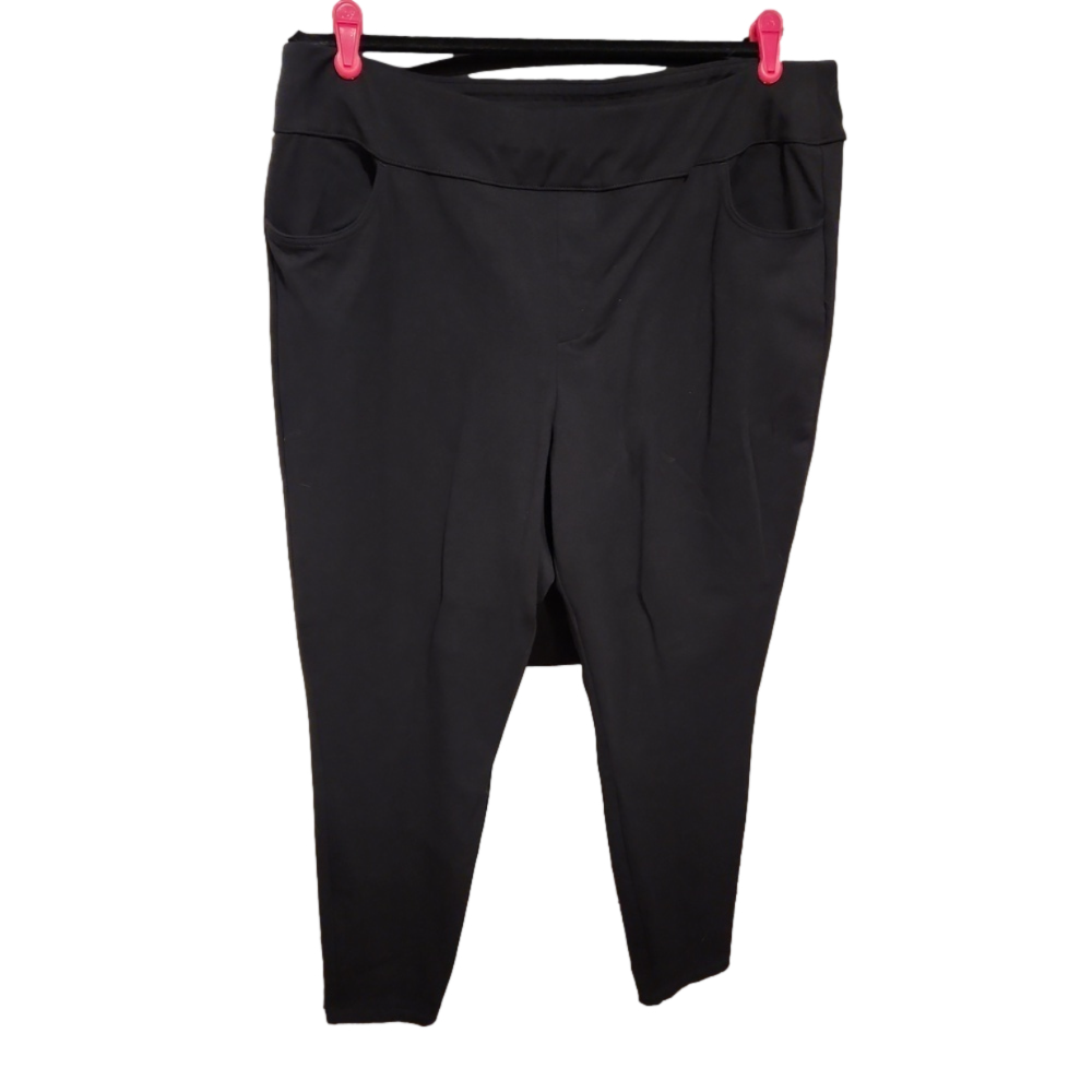 Susan Graver Weekend Tall Ankle Leggings Pockets Black 1XT
